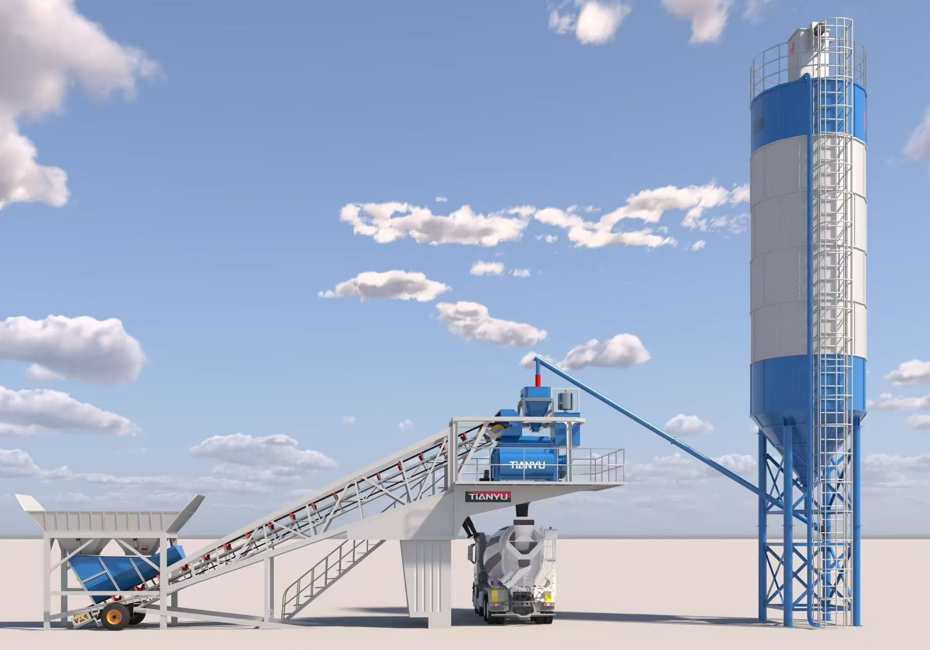 TIANYU mobile concrete batching plant render