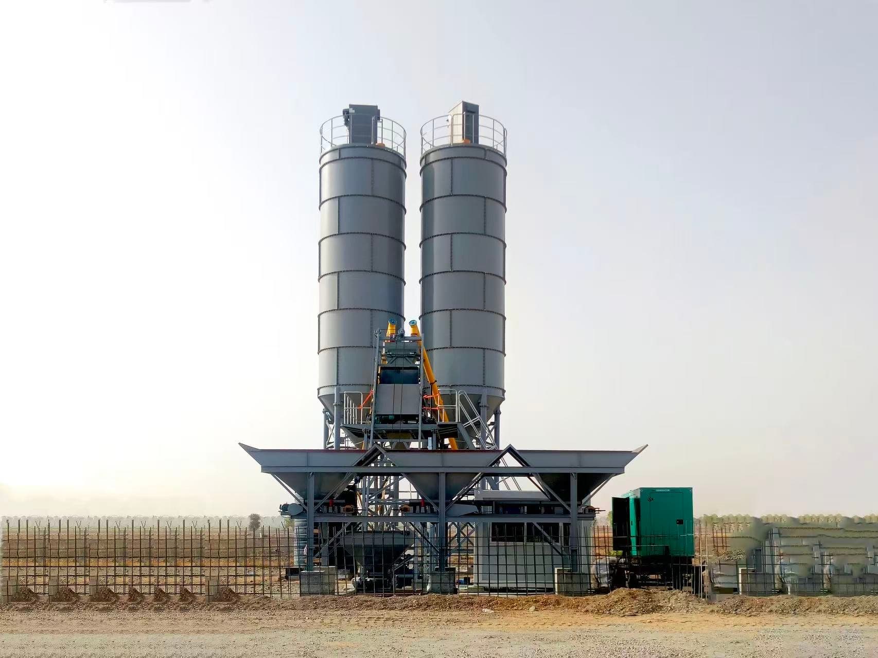 TIANYU HZS35 skip-hoist plant with twin cement silos